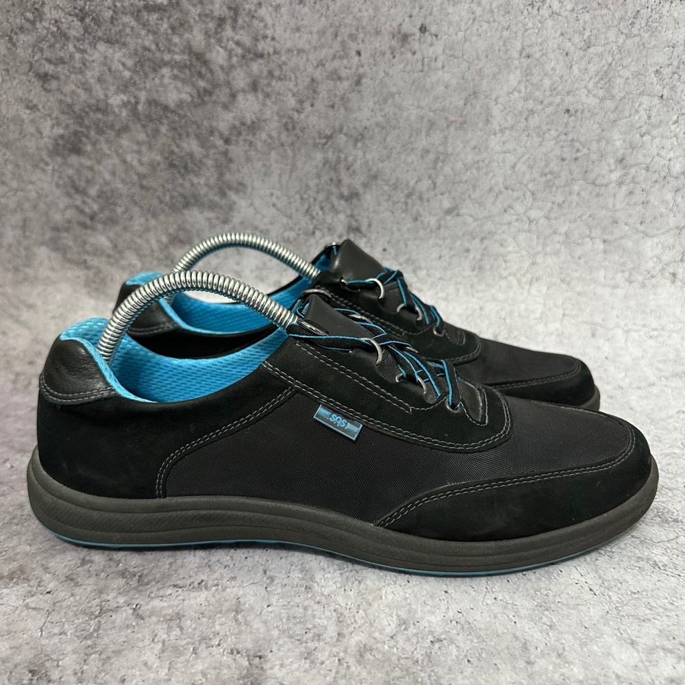 SAS Sporty Walking Shoes Womens 10 Black Leather Nylon Lace Comfort Shoes
